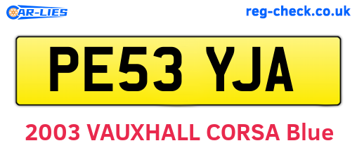 PE53YJA are the vehicle registration plates.