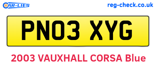 PN03XYG are the vehicle registration plates.