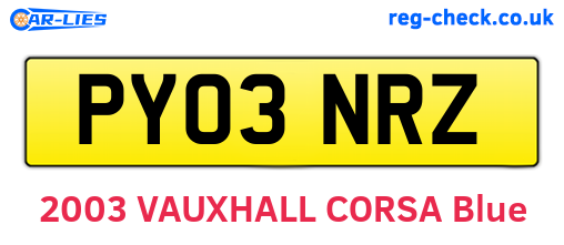PY03NRZ are the vehicle registration plates.