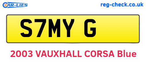 S7MYG are the vehicle registration plates.