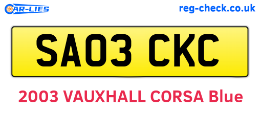 SA03CKC are the vehicle registration plates.