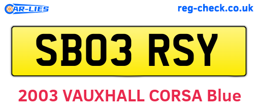 SB03RSY are the vehicle registration plates.