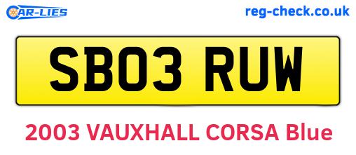 SB03RUW are the vehicle registration plates.