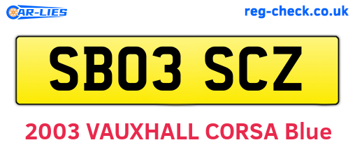 SB03SCZ are the vehicle registration plates.