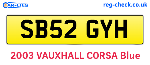 SB52GYH are the vehicle registration plates.