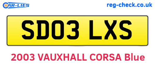SD03LXS are the vehicle registration plates.