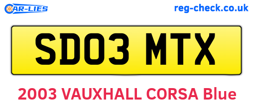 SD03MTX are the vehicle registration plates.