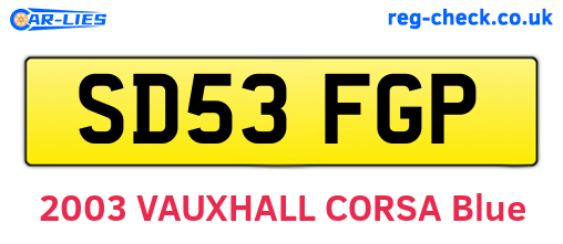 SD53FGP are the vehicle registration plates.