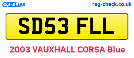 SD53FLL are the vehicle registration plates.