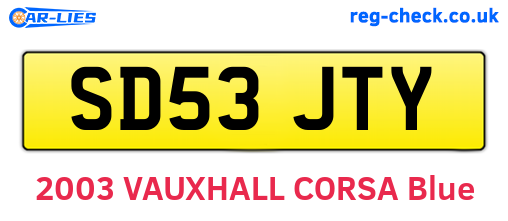SD53JTY are the vehicle registration plates.