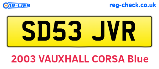 SD53JVR are the vehicle registration plates.