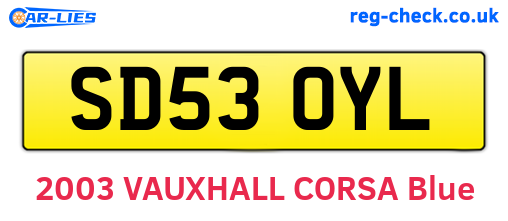 SD53OYL are the vehicle registration plates.