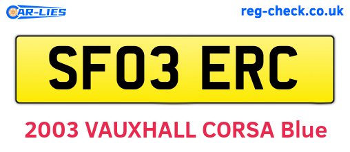 SF03ERC are the vehicle registration plates.