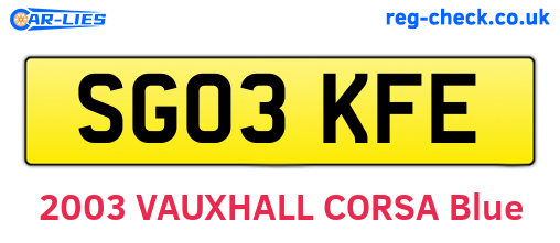 SG03KFE are the vehicle registration plates.