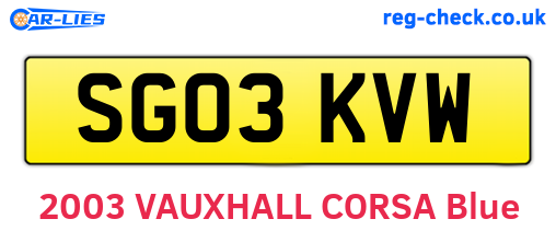 SG03KVW are the vehicle registration plates.
