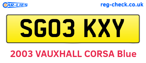 SG03KXY are the vehicle registration plates.