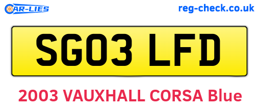 SG03LFD are the vehicle registration plates.