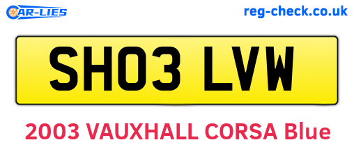 SH03LVW are the vehicle registration plates.