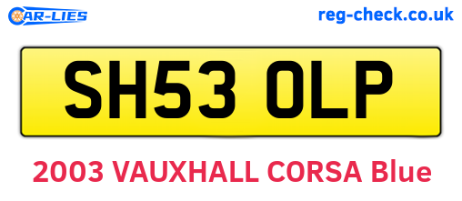 SH53OLP are the vehicle registration plates.