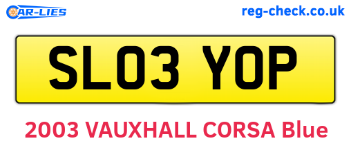 SL03YOP are the vehicle registration plates.
