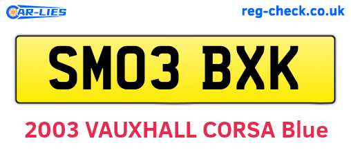 SM03BXK are the vehicle registration plates.