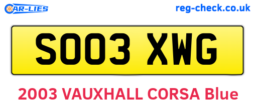 SO03XWG are the vehicle registration plates.