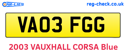 VA03FGG are the vehicle registration plates.