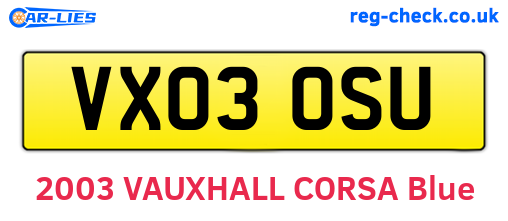 VX03OSU are the vehicle registration plates.