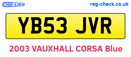 YB53JVR are the vehicle registration plates.