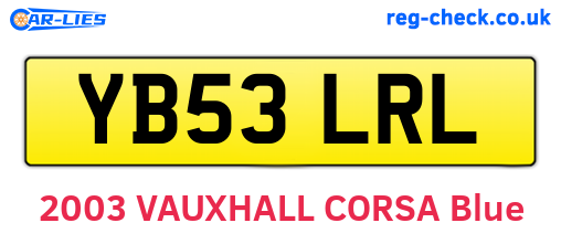 YB53LRL are the vehicle registration plates.
