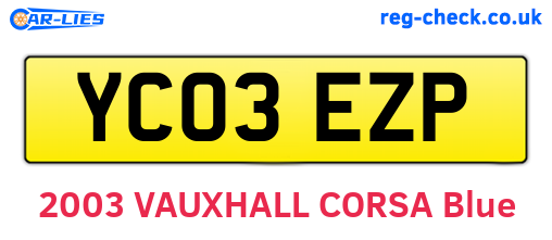 YC03EZP are the vehicle registration plates.