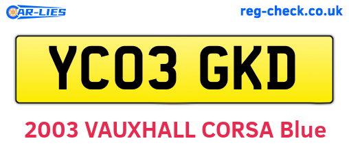 YC03GKD are the vehicle registration plates.
