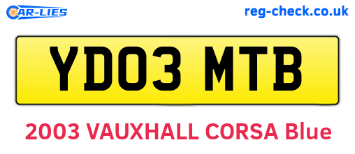 YD03MTB are the vehicle registration plates.