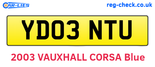YD03NTU are the vehicle registration plates.