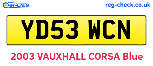 YD53WCN are the vehicle registration plates.