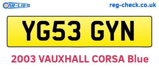 YG53GYN are the vehicle registration plates.