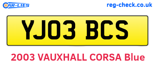 YJ03BCS are the vehicle registration plates.