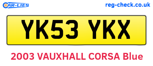 YK53YKX are the vehicle registration plates.