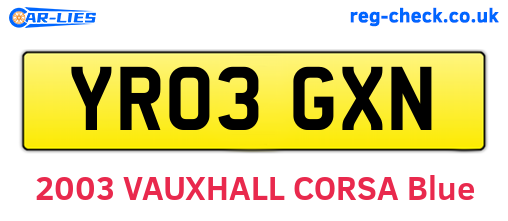 YR03GXN are the vehicle registration plates.