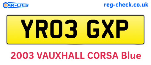 YR03GXP are the vehicle registration plates.