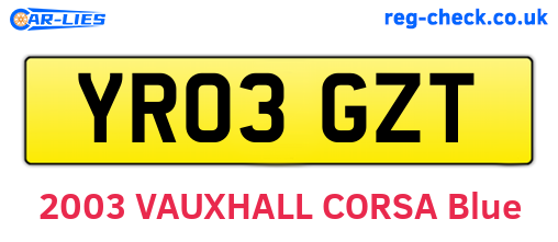 YR03GZT are the vehicle registration plates.