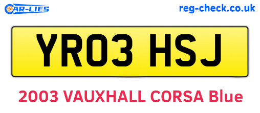 YR03HSJ are the vehicle registration plates.