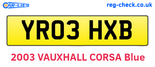 YR03HXB are the vehicle registration plates.