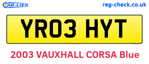 YR03HYT are the vehicle registration plates.