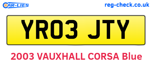 YR03JTY are the vehicle registration plates.