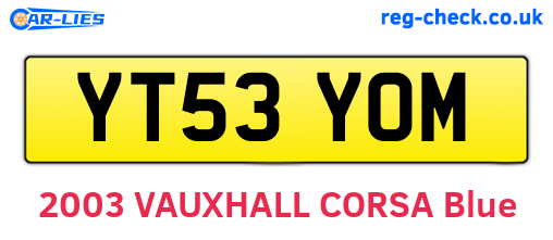 YT53YOM are the vehicle registration plates.