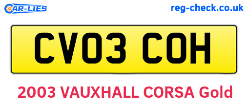 CV03COH are the vehicle registration plates.