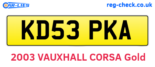 KD53PKA are the vehicle registration plates.