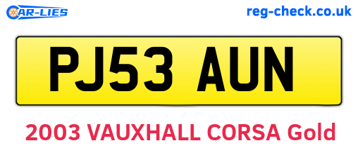 PJ53AUN are the vehicle registration plates.