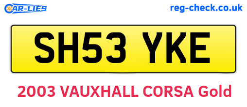 SH53YKE are the vehicle registration plates.